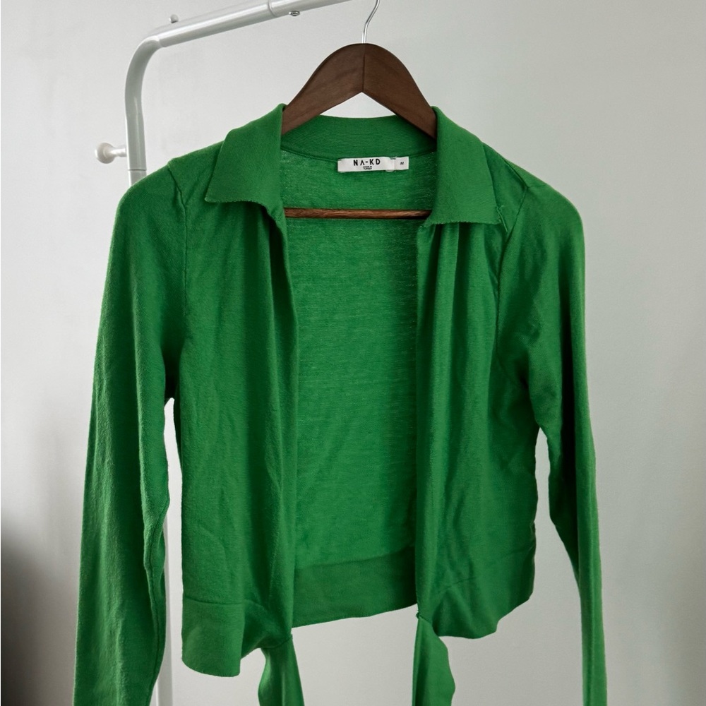 NA-KD Vibrant Green Open Cardigan